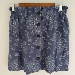 Madewell Floral Button-Front Mini Skirt in Blue Women’s Small Like New